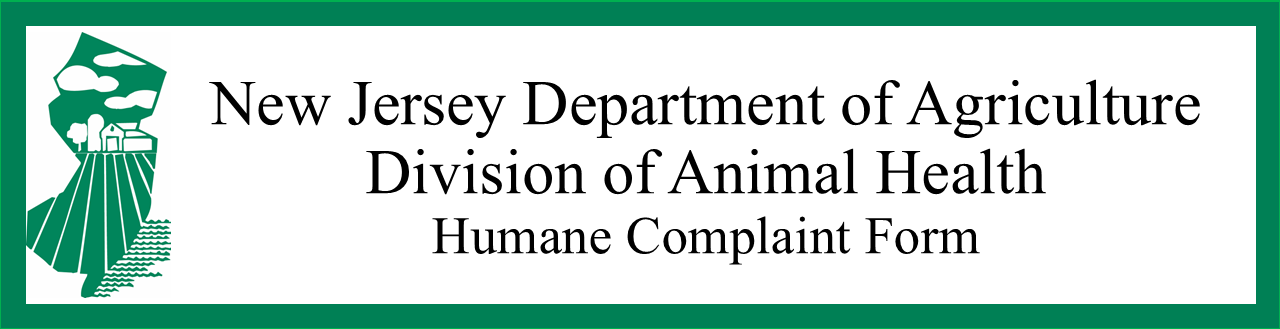 Header image for the New Jersey Department of Agriculture Humane Complaint Form